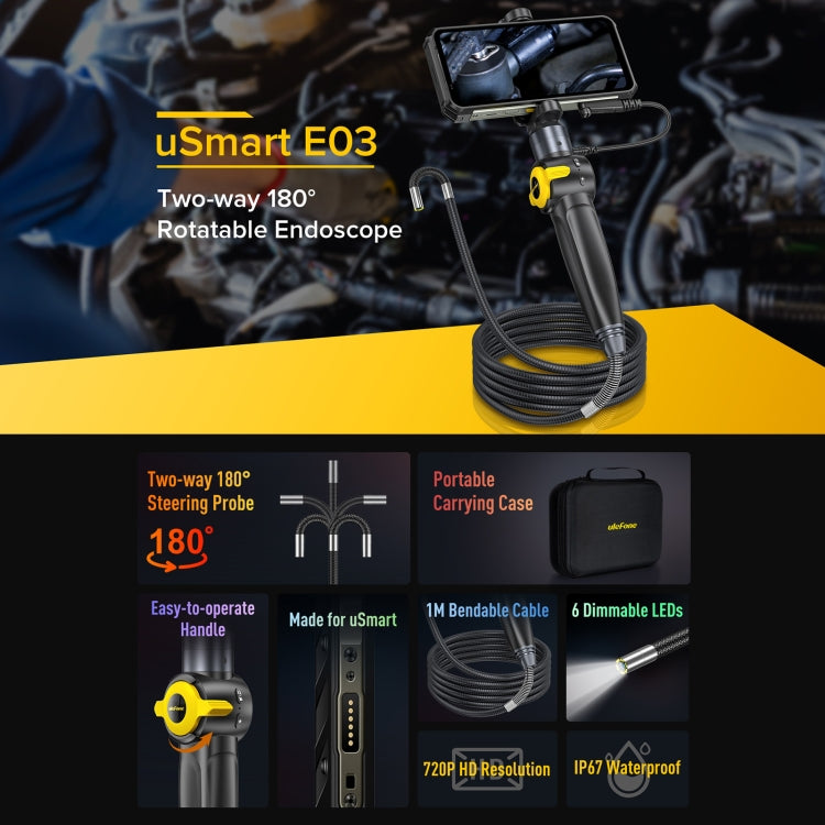 Endoscópio Rotativo Ulefone uSmart E03 IP67 à Prova de Água para Armor 24 / 21 / 19 / 18T / 18T Ultra / Armor Pad, uSmart E03