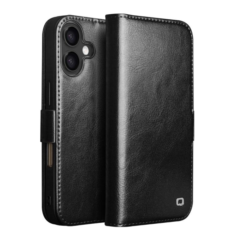 Capa para telemóvel em couro genuíno QIALINO Classic 103 com fivela, para iPhone 17e / 16e, para iPhone 17 Pro Max, para iPhone 17 Pro, para iPhone 17, para iPhone Air, para iPhone 15 Pro Max, para iPhone 15 Plus, para iPhone 15