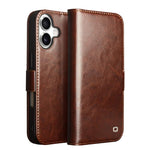 Capa para telemóvel em couro genuíno QIALINO Classic 103 com fivela, para iPhone 17e / 16e, para iPhone 17 Pro Max, para iPhone 17 Pro, para iPhone 17, para iPhone Air, para iPhone 15 Pro Max, para iPhone 15 Plus, para iPhone 15