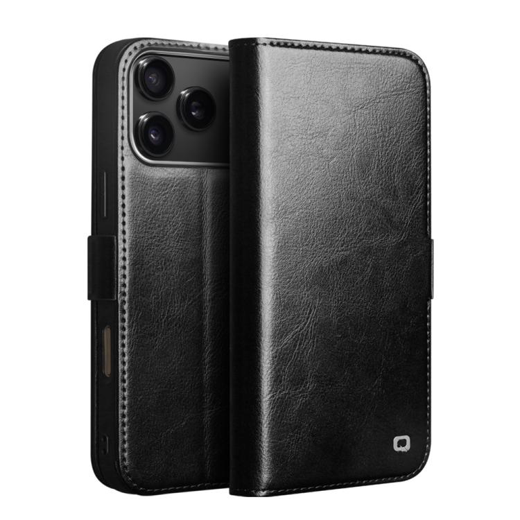 Capa para telemóvel em couro genuíno QIALINO Classic 103 com fivela, para iPhone 17e / 16e, para iPhone 17 Pro Max, para iPhone 17 Pro, para iPhone 17, para iPhone Air, para iPhone 15 Pro Max, para iPhone 15 Plus, para iPhone 15