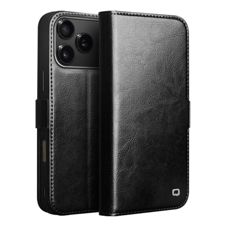 Capa para telemóvel em couro genuíno QIALINO Classic 103 com fivela, para iPhone 17e / 16e, para iPhone 17 Pro Max, para iPhone 17 Pro, para iPhone 17, para iPhone Air, para iPhone 15 Pro Max, para iPhone 15 Plus, para iPhone 15