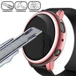 Capa Protetora PC Electroplated com Filme de Vidro Temperado, Para Samsung Galaxy Watch Active 2 40mm, Para Samsung Galaxy Watch Active 2 44mm