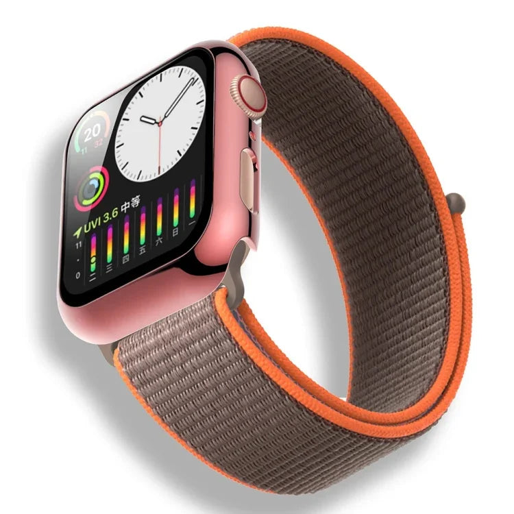 Apple Watch electroplated case with a colorful strap, showcasing the digital display and ease of use.