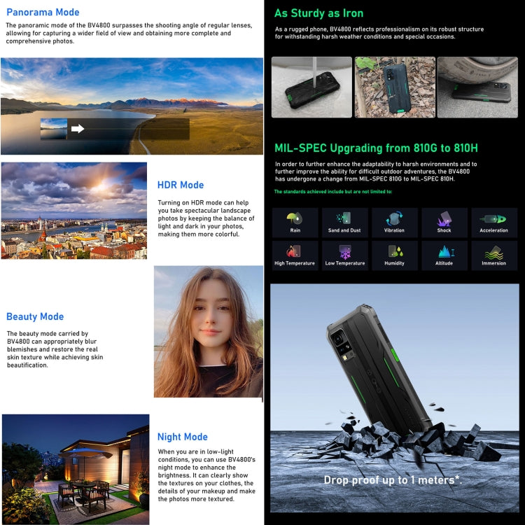 Blackview BV4800, IP68/IP69K/MIL-STD-810H, 6,56 polegadas Android 13 MediaTek MT6761V/WB Helio A22 Quad Core, Rede: 4G, OTG, BV4800 3GB+64GB
