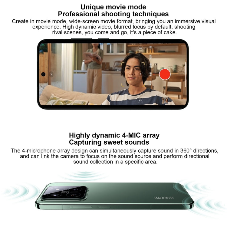 Xiaomi 14, 6,36 polegadas Xiaomi HyperOS Snapdragon 8 Gen 3 Octa Core 4nm até 3,3GHz, NFC, Rede: 5G, 12GB+256GB, 16GB+512GB, 16GB+1TB