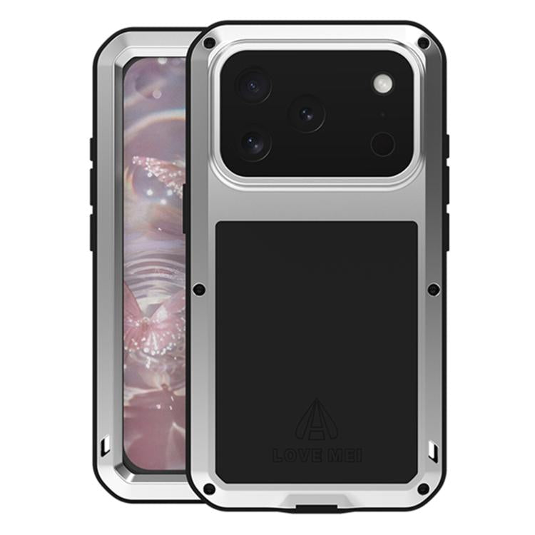 Capa metálica LOVE MEI anti-impactos, à prova de água e poeira, para iPhone 17 Pro Max, para iPhone 17 Pro, para iPhone 17, para iPhone 16 Pro Max, para iPhone 16 Pro, para iPhone 16, para iPhone 15 Pro Max, para iPhone 15 Pro