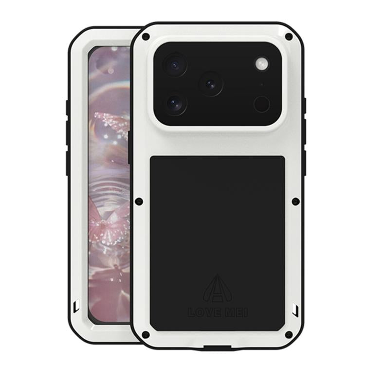 Capa metálica LOVE MEI anti-impactos, à prova de água e poeira, para iPhone 17 Pro Max, para iPhone 17 Pro, para iPhone 17, para iPhone 16 Pro Max, para iPhone 16 Pro, para iPhone 16, para iPhone 15 Pro Max, para iPhone 15 Pro