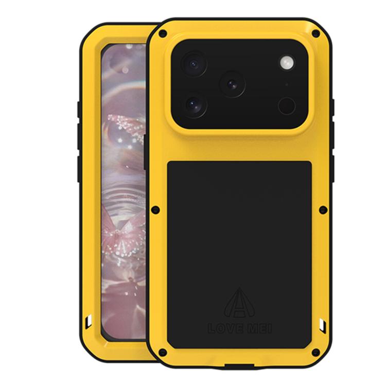 Capa metálica LOVE MEI anti-impactos, à prova de água e poeira, para iPhone 17 Pro Max, para iPhone 17 Pro, para iPhone 17, para iPhone 16 Pro Max, para iPhone 16 Pro, para iPhone 16, para iPhone 15 Pro Max, para iPhone 15 Pro