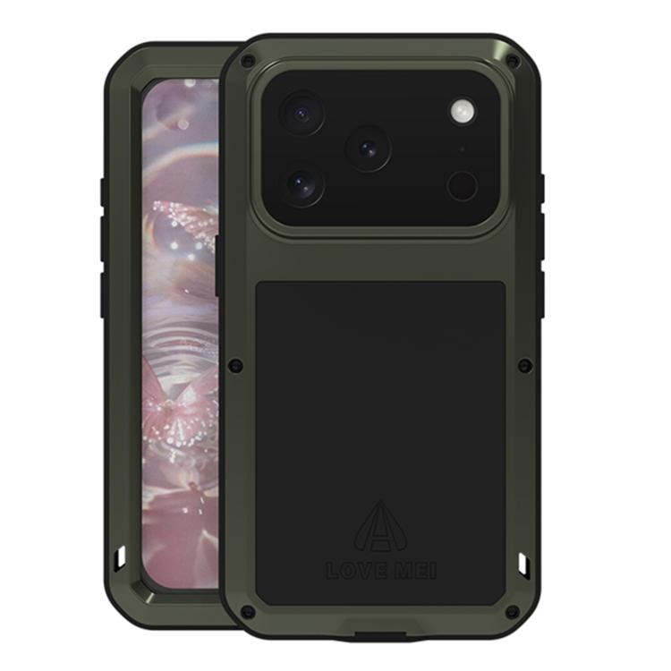 Capa metálica LOVE MEI anti-impactos, à prova de água e poeira, para iPhone 17 Pro Max, para iPhone 17 Pro, para iPhone 17, para iPhone 16 Pro Max, para iPhone 16 Pro, para iPhone 16, para iPhone 15 Pro Max, para iPhone 15 Pro