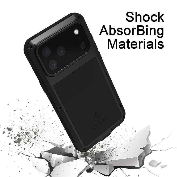 Capa metálica LOVE MEI anti-impactos, à prova de água e poeira, para iPhone 17 Pro Max, para iPhone 17 Pro, para iPhone 17, para iPhone 16 Pro Max, para iPhone 16 Pro, para iPhone 16, para iPhone 15 Pro Max, para iPhone 15 Pro