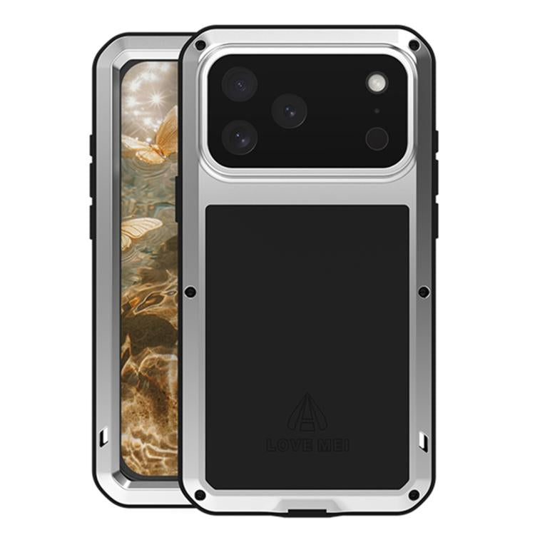 Capa metálica LOVE MEI anti-impactos, à prova de água e poeira, para iPhone 17 Pro Max, para iPhone 17 Pro, para iPhone 17, para iPhone 16 Pro Max, para iPhone 16 Pro, para iPhone 16, para iPhone 15 Pro Max, para iPhone 15 Pro