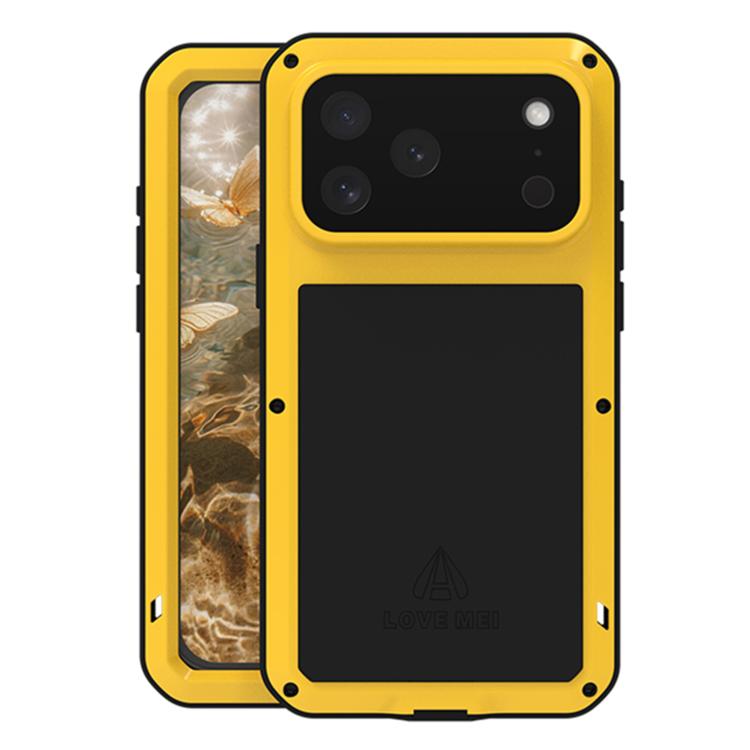 Capa metálica LOVE MEI anti-impactos, à prova de água e poeira, para iPhone 17 Pro Max, para iPhone 17 Pro, para iPhone 17, para iPhone 16 Pro Max, para iPhone 16 Pro, para iPhone 16, para iPhone 15 Pro Max, para iPhone 15 Pro