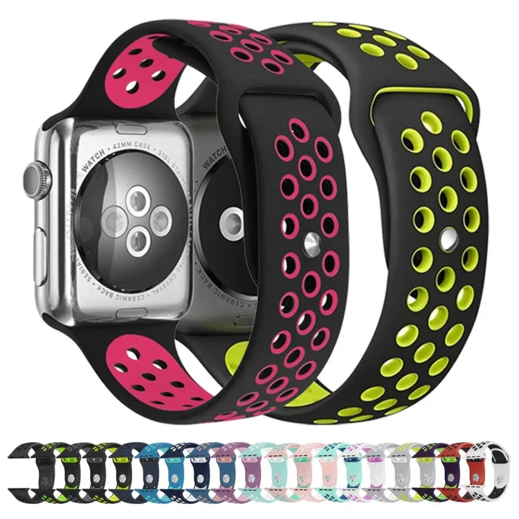 Correia de Relógio Desportiva em Silicone Edição Standard, Para Apple Watch Series 7 41mm / 6 & SE & 5 & 4 40mm / 3 & 2 & 1 38mm, Para Apple Watch Ultra 49mm / Series 8 & 7 45mm / SE 2 & 6 & SE & 5 & 4 44mm / 3 & 2 & 1 42mm