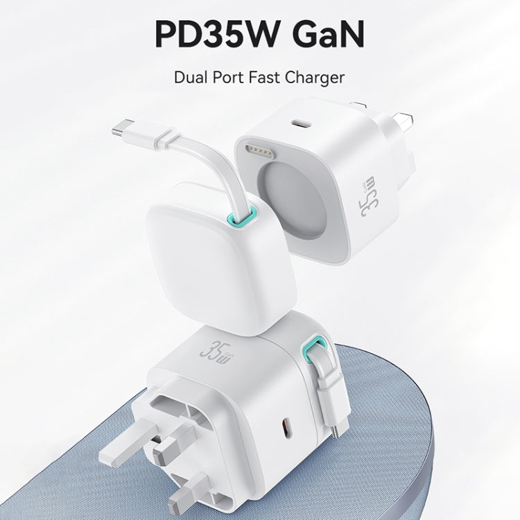 USAMS US-CC204 Série SMF Carregador Rápido GaN PD35W Porta Dupla Tipo-C, Ficha Reino Unido
