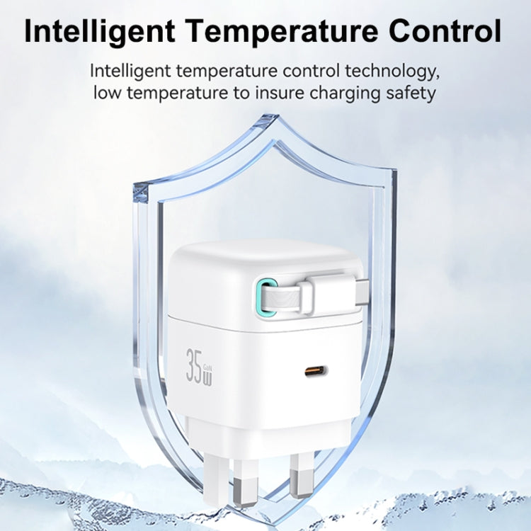 USAMS US-CC204 Série SMF Carregador Rápido GaN PD35W Porta Dupla Tipo-C, Ficha Reino Unido