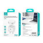 USAMS US-CC204 Série SMF Carregador Rápido GaN PD35W Porta Dupla Tipo-C, Ficha Reino Unido