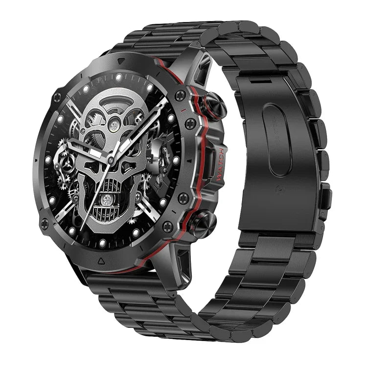 AK56 IP67 BT5.1 Relógio Inteligente 1.43 polegadas Suporta Chamada de Voz / Monitorização de Saúde, Pulseira em Aço Pérola, Pulseira em Malha de Aço