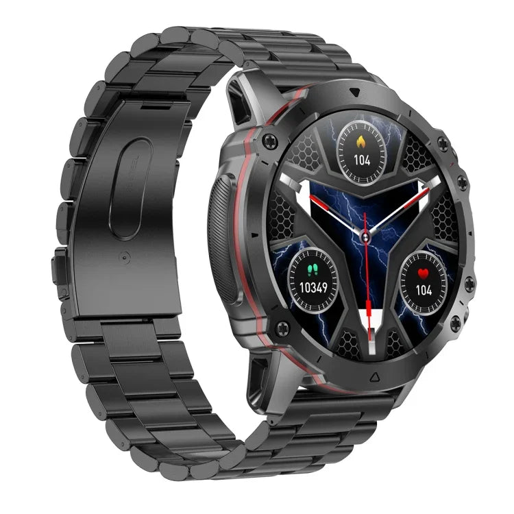 AK56 IP67 BT5.1 Relógio Inteligente 1.43 polegadas Suporta Chamada de Voz / Monitorização de Saúde, Pulseira em Aço Pérola, Pulseira em Malha de Aço