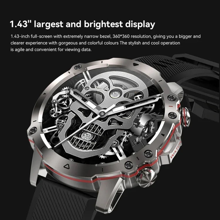 AK56 IP67 BT5.1 Relógio Inteligente 1.43 polegadas Suporta Chamada de Voz / Monitorização de Saúde, Pulseira em Aço Pérola, Pulseira em Malha de Aço