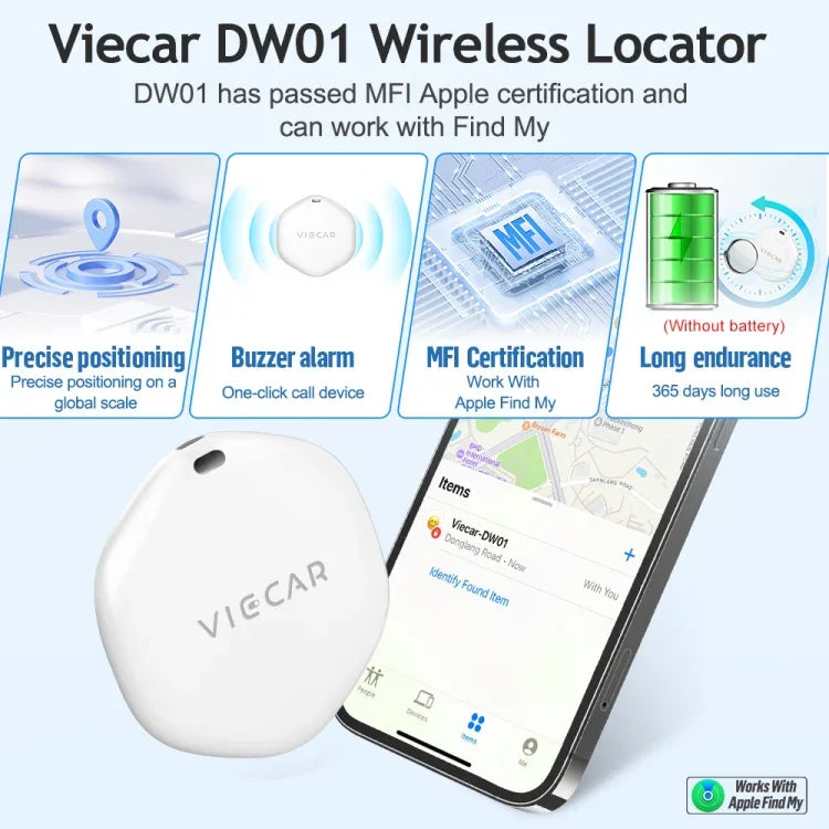 Rastreador de Localização Sem Fios Anti-perda para Chave de Carro VIECAR DW01, VIECAR DW01