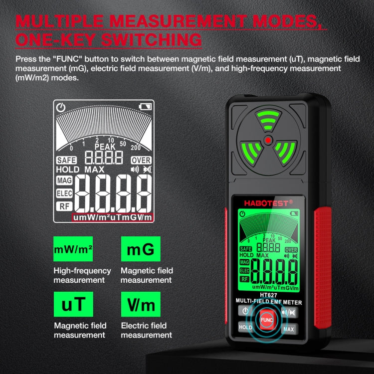 Detetor de Radiação Eletromagnética HABOTEST HT627, HT627
