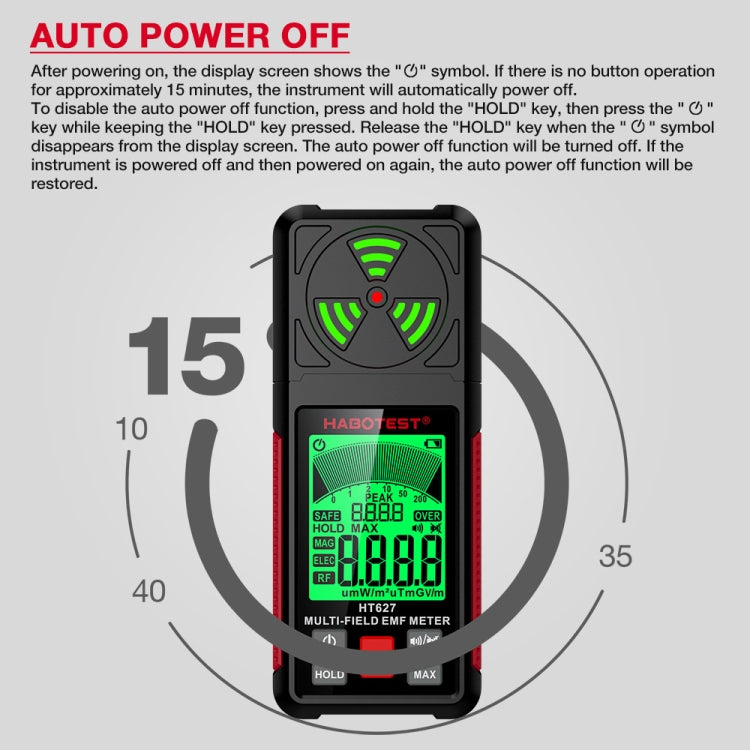 Detetor de Radiação Eletromagnética HABOTEST HT627, HT627