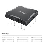 X96 max+ Caixa Smart TV 4K com Comando à Distância, Android 9.0, Amlogic S905X3 Quad-Core Cortex-A55, 2GB+16GB, Suporta LAN, AV, WiFi 2.4G/5G, 2x USB, Cartão TF, Plugue UE, Plugue UK, Plugue AU
