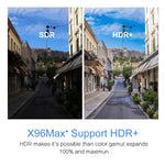 X96 max+ Caixa Smart TV 4K com Comando à Distância, Android 9.0, Amlogic S905X3 Quad-Core Cortex-A55, 2GB+16GB, Suporta LAN, AV, WiFi 2.4G/5G, 2x USB, Cartão TF, Plugue UE, Plugue UK, Plugue AU