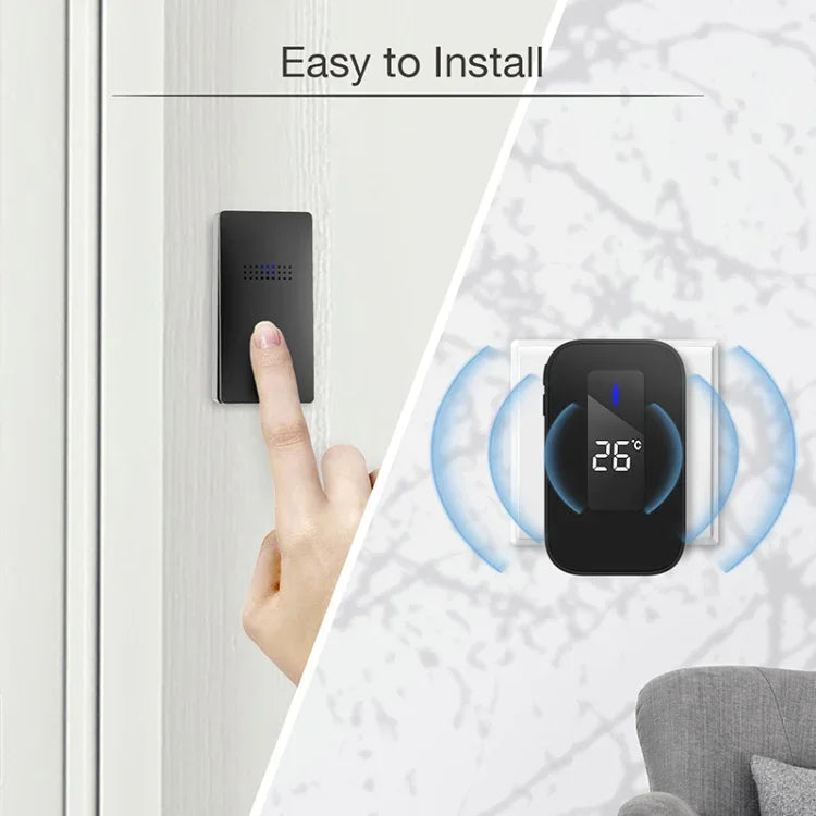 C303B Campainha Sem Fios Doméstica Um para Um Com Controlo Remoto e Ecrã Digital de Temperatura Pager para Idosos, Ficha EUA, Ficha UE, Ficha UK