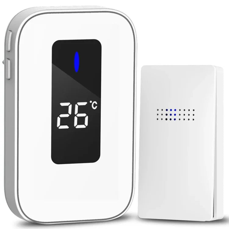 C303B Campainha Sem Fios Doméstica Um para Um Com Controlo Remoto e Ecrã Digital de Temperatura Pager para Idosos, Ficha EUA, Ficha UE, Ficha UK