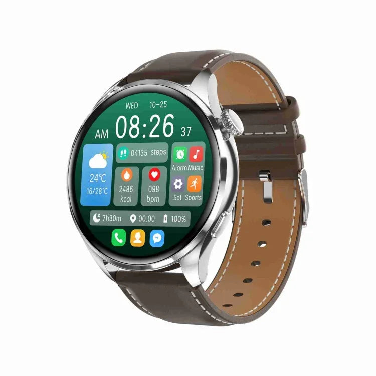 Pulseira Inteligente TM05 Pro, Ecrã de 1,46 polegadas, Pulseira de Pele, Relógio Inteligente IP67 à Prova de Água, Chamadas Bluetooth / Frequência Cardíaca / Pressão Arterial / Oxigénio no Sangue, Pulseira de Pele