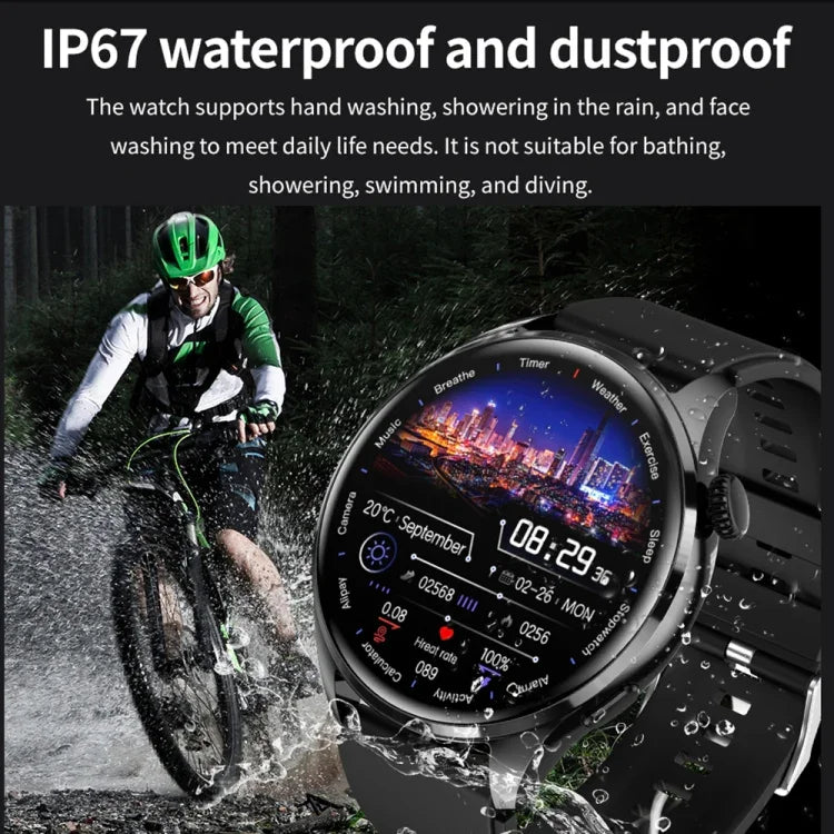 Pulseira Inteligente TM05 Pro, Ecrã de 1,46 polegadas, Pulseira de Pele, Relógio Inteligente IP67 à Prova de Água, Chamadas Bluetooth / Frequência Cardíaca / Pressão Arterial / Oxigénio no Sangue, Pulseira de Pele