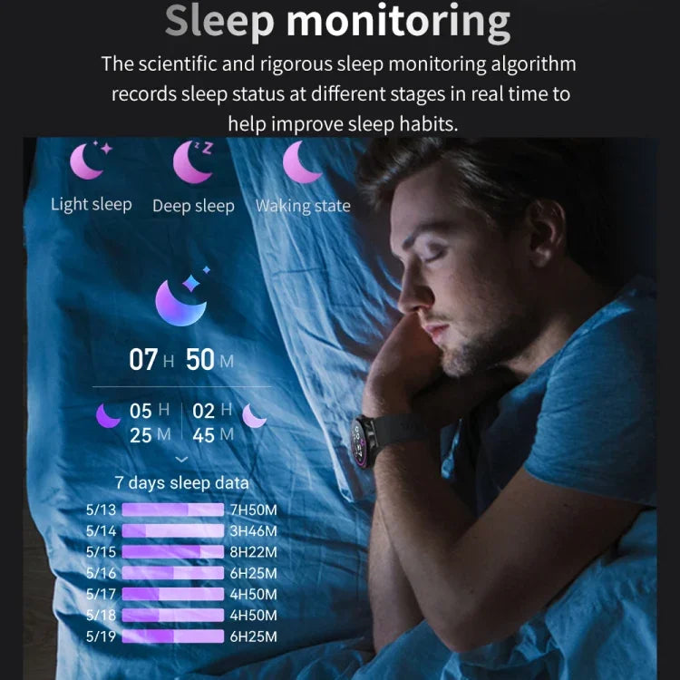Pulseira Inteligente TM05 Pro, Ecrã de 1,46 polegadas, Pulseira de Pele, Relógio Inteligente IP67 à Prova de Água, Chamadas Bluetooth / Frequência Cardíaca / Pressão Arterial / Oxigénio no Sangue, Pulseira de Pele