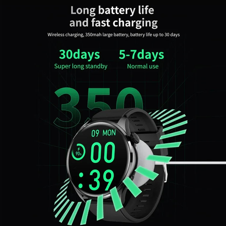 Pulseira Inteligente TM05 Pro, Ecrã de 1,46 polegadas, Pulseira de Pele, Relógio Inteligente IP67 à Prova de Água, Chamadas Bluetooth / Frequência Cardíaca / Pressão Arterial / Oxigénio no Sangue, Pulseira de Pele