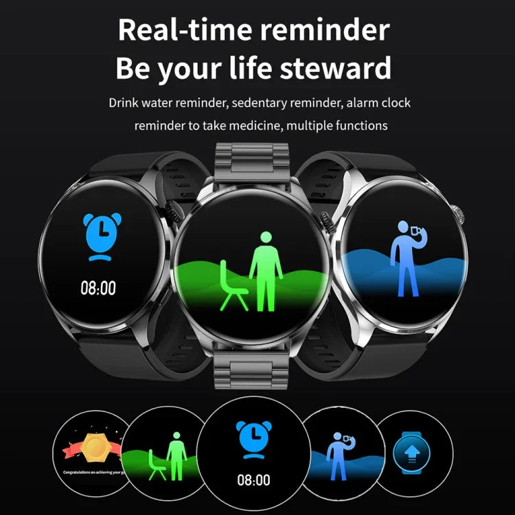 Pulseira Inteligente TM05 Pro, Ecrã de 1,46 polegadas, Pulseira de Pele, Relógio Inteligente IP67 à Prova de Água, Chamadas Bluetooth / Frequência Cardíaca / Pressão Arterial / Oxigénio no Sangue, Pulseira de Pele