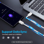 Cabo de Dados para Carregamento Rápido, Comprimento: 1m, Tipo-C para Tipo-C PD 60W, Tipo-C para 8 Pinos, USB para 8 Pinos, USB para Tipo-C