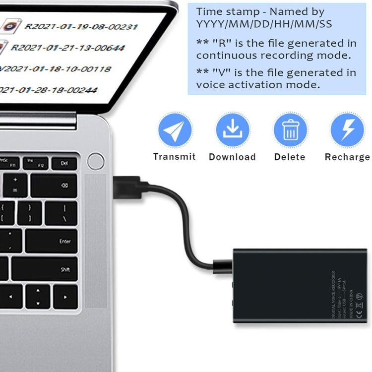 Gravador Inteligente MZ006 com Redução de Ruído HD, 16GB, 32GB