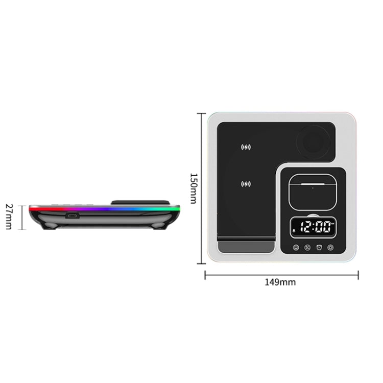 A93 Carregador Sem Fios Dobrável Multifuncional 5 em 1 15W com Suporte para Telemóvel de Secretária