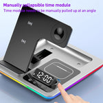 A93 Carregador Sem Fios Dobrável Multifuncional 5 em 1 15W com Suporte para Telemóvel de Secretária