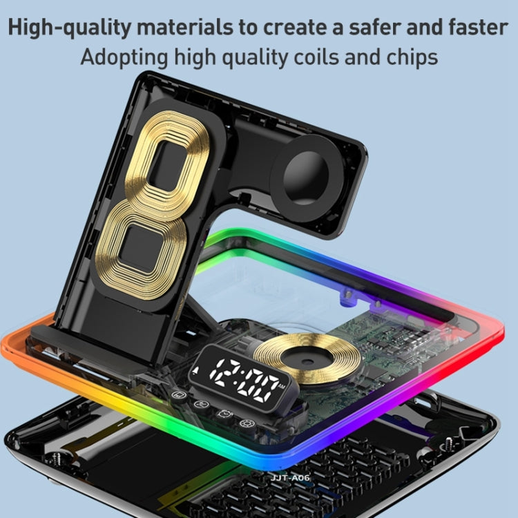 A93 Carregador Sem Fios Dobrável Multifuncional 5 em 1 15W com Suporte para Telemóvel de Secretária