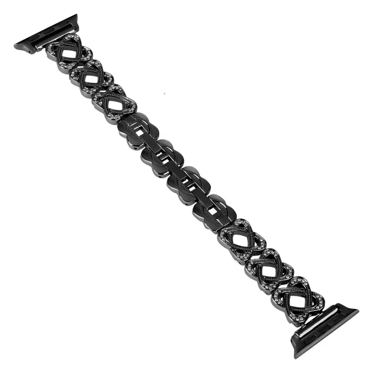 Hearts Crossed Diamond Metal Watch Band, For Apple Watch Series 4 44mm, For Apple Watch Series 4 40mm, For Apple Watch Series 3 38mm, For Apple Watch Series 3 42mm, For Apple Watch Series 2 42mm, For Apple Watch Series 2 38mm, For Apple Watch 42mm     ...