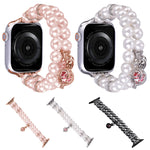Beaded Dual Row Pearl Bracelet Watch Band, For Apple Watch SE 2023 44mm, For Apple Watch SE 2023 40mm, For Apple Watch Ultra 2 49mm, For Apple Watch Series 9 45mm, For Apple Watch Series 9 41mm, For Apple Watch Ultra 49mm, For Apple Watch Series 8 41mm...