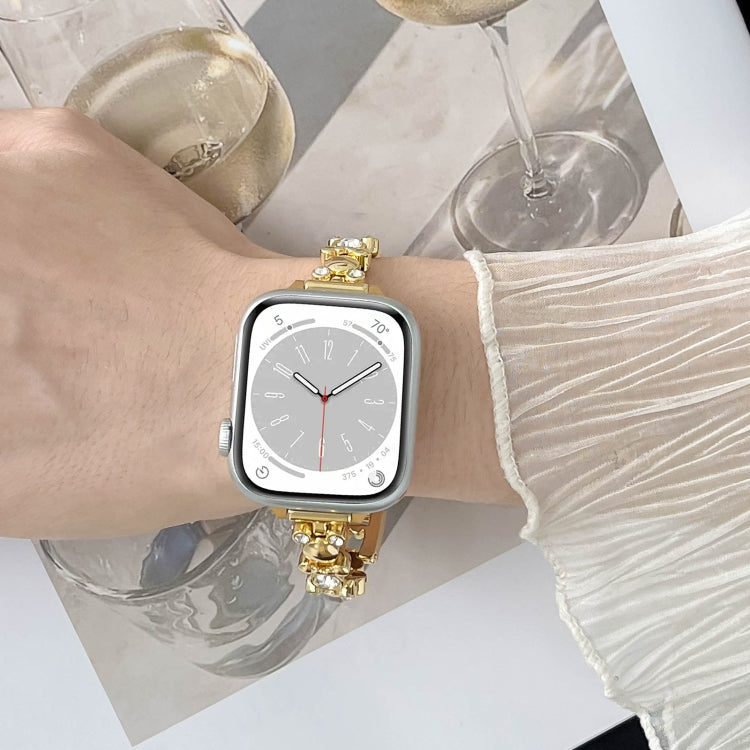 Metal Diamond Bear Chain Watch Band, For Apple Watch SE 2023 44mm, For Apple Watch SE 2023 40mm, For Apple Watch Ultra 2 49mm, For Apple Watch Series 9 45mm, For Apple Watch Series 9 41mm, For Apple Watch Ultra 49mm, For Apple Watch Series 8 41mm      ...