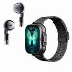 Relógio Inteligente D8 2 em 1 com Auricular Bluetooth de 2,01 polegadas, Pulseira de Aço, Suporta Monitorização de Saúde / NFC, Pulseira de Aço (Preta), Pulseira de Aço (Prateada)