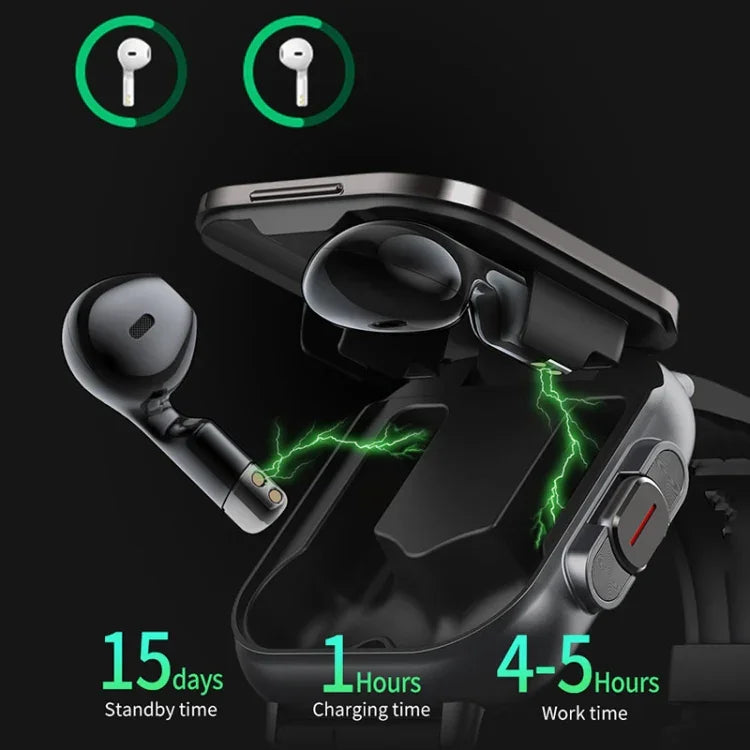 Relógio Inteligente D8 2 em 1 com Auricular Bluetooth de 2,01 polegadas, Pulseira de Aço, Suporta Monitorização de Saúde / NFC, Pulseira de Aço (Preta), Pulseira de Aço (Prateada)
