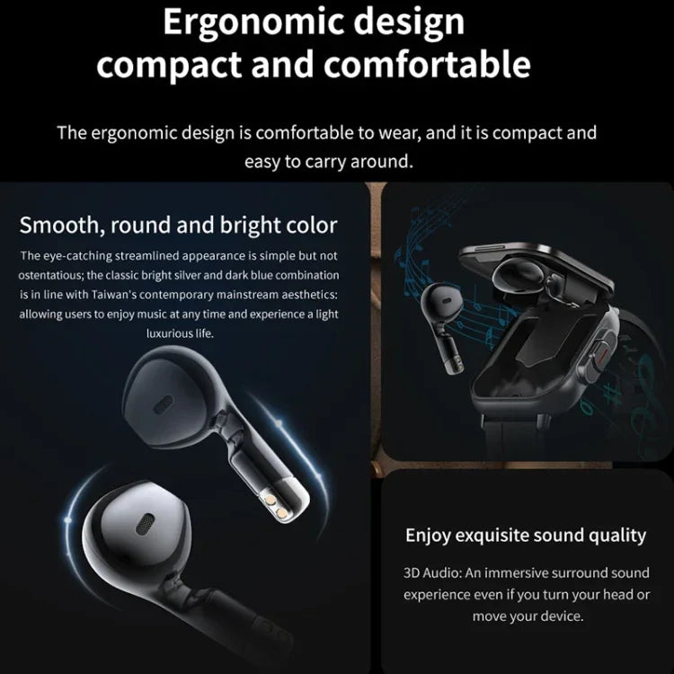 Relógio Inteligente D8 2 em 1 com Auricular Bluetooth de 2,01 polegadas, Pulseira de Aço, Suporta Monitorização de Saúde / NFC, Pulseira de Aço (Preta), Pulseira de Aço (Prateada)