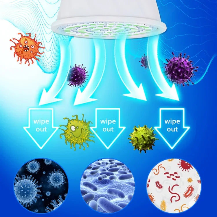 Lâmpada de Desinfeção Germicida Esterilizador de Ozono UVC, E27 110V 72 LEDs Estilo Copo de Lâmpada