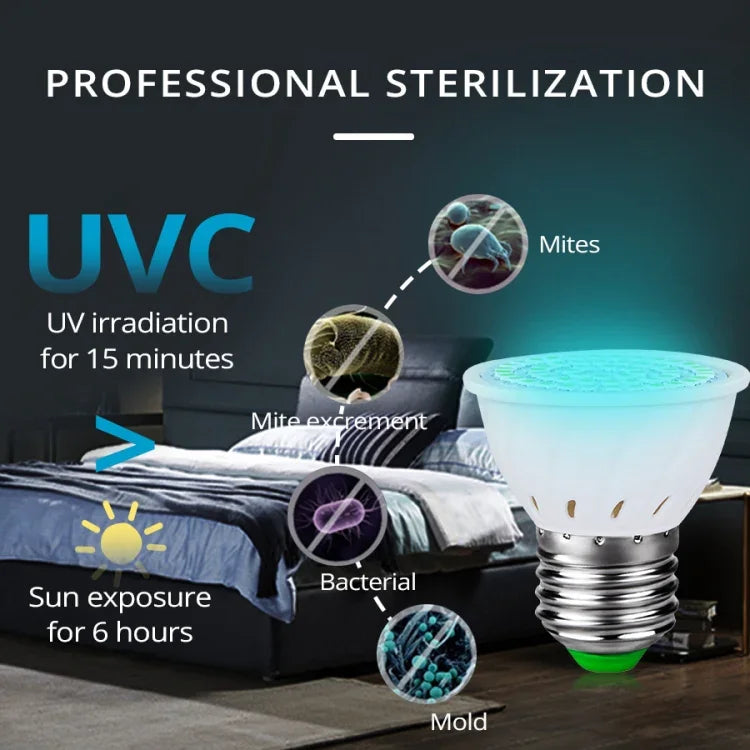 Lâmpada de Desinfeção Germicida Esterilizador de Ozono UVC, E27 110V 72 LEDs Estilo Copo de Lâmpada