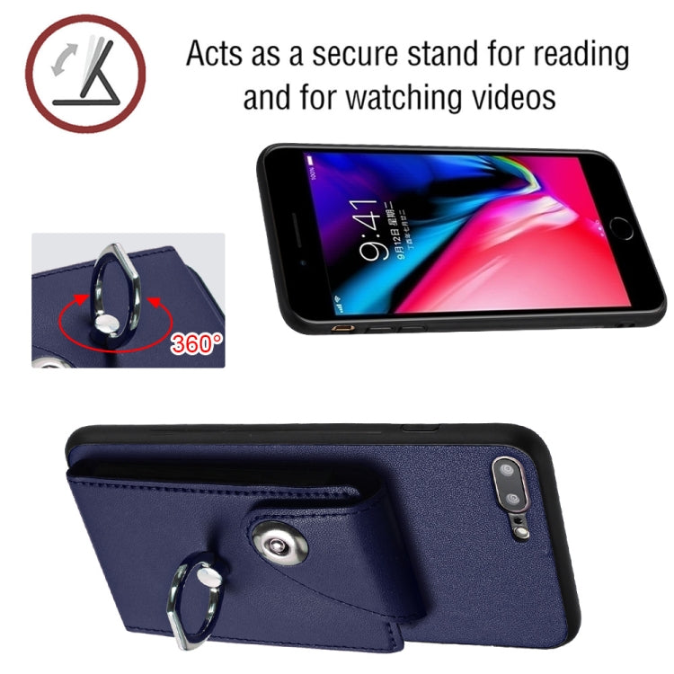 Capa de telemóvel com suporte de anel para cartão de órgão, para iPhone 8 Plus / 7 Plus