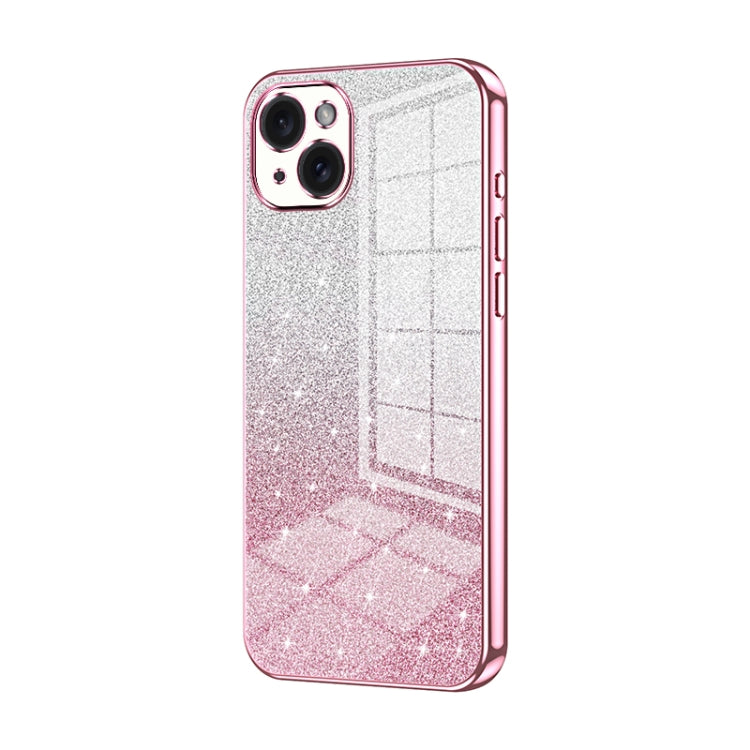 Capa de telemóvel eletroplatinada com pó de glitter em gradiente, para iPhone 16 Pro, para iPhone 16 Plus, para iPhone 16, para iPhone 15 Pro Max, para iPhone 15 Pro, para iPhone 15 Plus